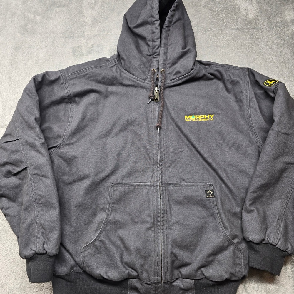 Dri Duck Cheyenne 5020 Canvas Hooded Work‎ Jacket Mens XL Black Logo's Full Zip